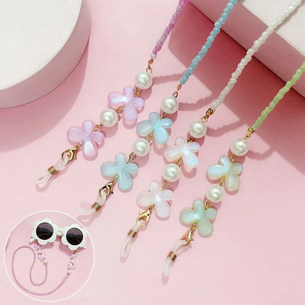 Mask Lanyard Adjustable - Verstelbare zonnebrilkoordje Kleurrijke leesbril Vlinderparel Hangend